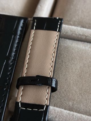 Correa de piel para reloj Longines negra 18mm