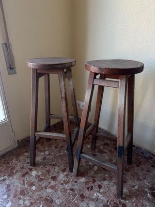 Taburetes altos madera rústica (2 unidades)