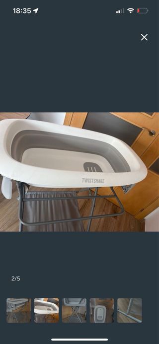 Bañera Twistshake con soporte plegable (blanco/gri