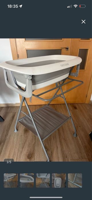 Bañera Twistshake con soporte plegable (blanco/gri