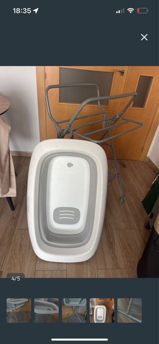 Bañera Twistshake con soporte plegable (blanco/gri