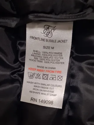 Chaqueta SikSilk Frontline Bubble Negra Nueva
