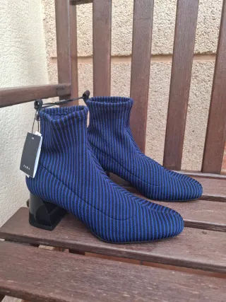 Botines Zara Talla 37 tacón calcetín
