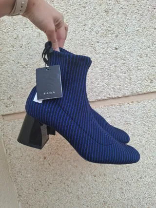 Botines Zara Talla 37 tacón calcetín