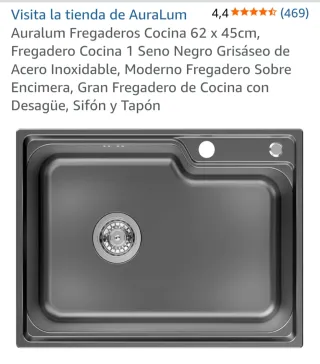 Fregadero acero inoxidable negro