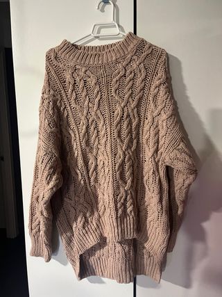 Jersey trenzado rosa nude talla única