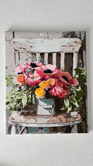 Tríptico Cuadros Flores Sillas Vintage