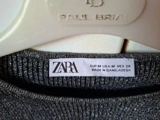 Zara Camiseta Corta Gris Brillo
