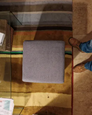 Puff Cubo Tapizado Gris