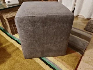 Puff Cubo Tapizado Gris