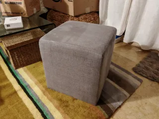 Puff Cubo Tapizado Gris