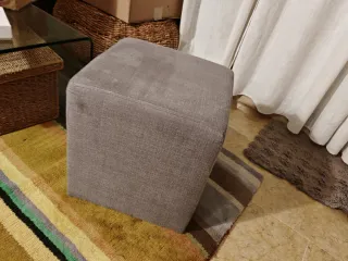 Puff Cubo Tapizado Gris