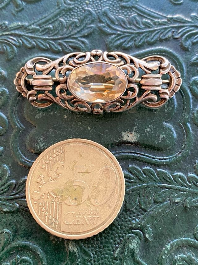 Broche Victoriano plata y citrino 1870