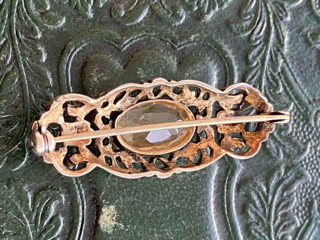 Broche Victoriano plata y citrino 1870