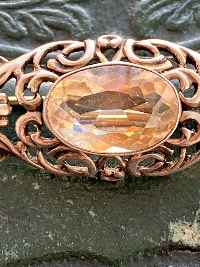 Broche Victoriano plata y citrino 1870