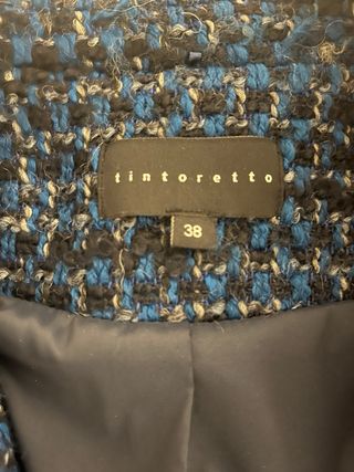 Abrigo Tintoretto cuadros azul y negro Talla M