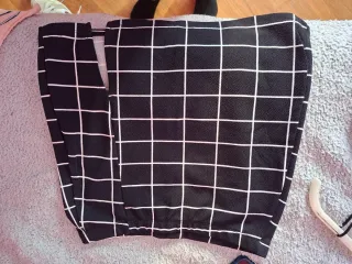 Conjunto top y falda cuadros blanco y negro