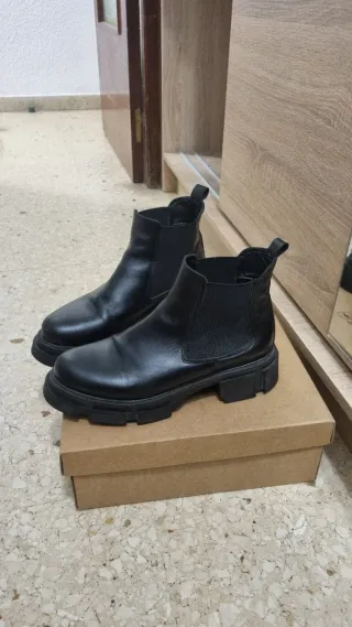 Botines piel negros talla 39 plataforma