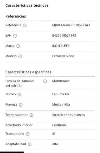 Colchón Visco Luxury AirConfort 135x190 COMO NUEVO