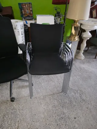18 Sillas Cromadas Tela Negra