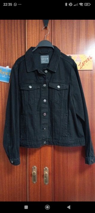 Cazadora vaquera mujer negra talla 44