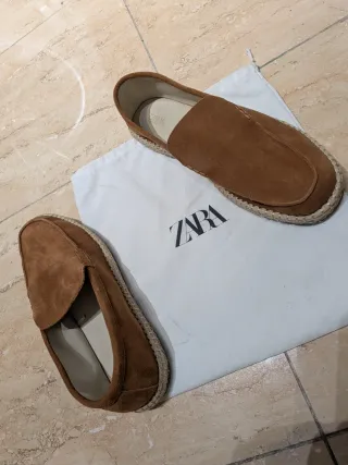 Mocasines de piel Zara Marrones