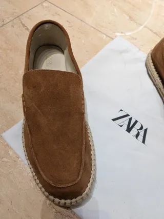 Mocasines de piel Zara Marrones