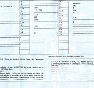 Caballete Yamaha Special 250 10/1995