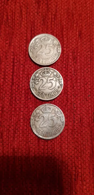 3 Monedas 25 Céntimos 1925