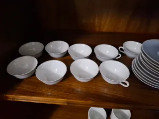 Juego de té porcelana gris y blanco