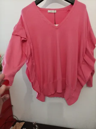 Jersey rosa con volante talla única
