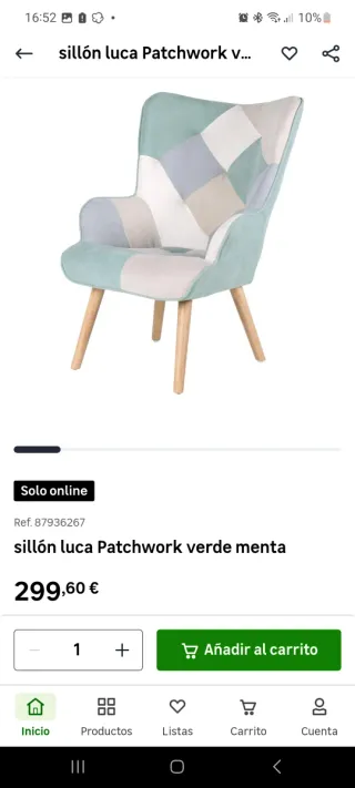 Sillón Lucas patchwork verde menta
