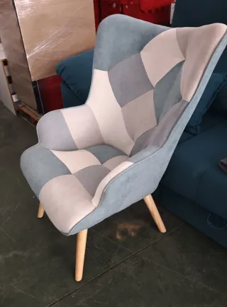 Sillón Lucas patchwork verde menta