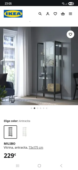 Vitrina IKEA cristal y metal negra