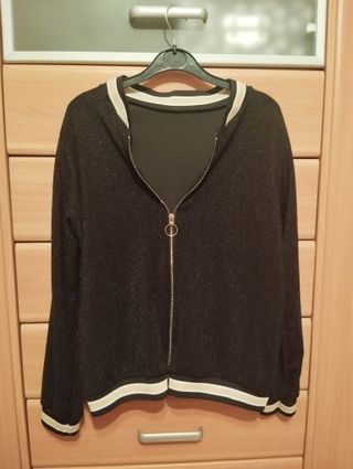 Chaqueta Bomber Brillante Negra y Dorada