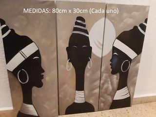 Juego de 3 lienzos pintado a mano. Nuevos. Impecab