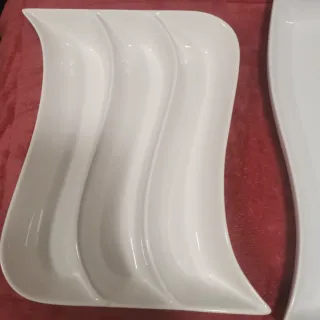 Fuentes copetineras de porcelana blanca