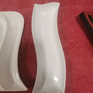 Fuentes copetineras de porcelana blanca