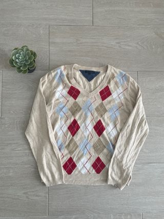 Jersey Tommy Hilfiger rombos beige S (XL niño)