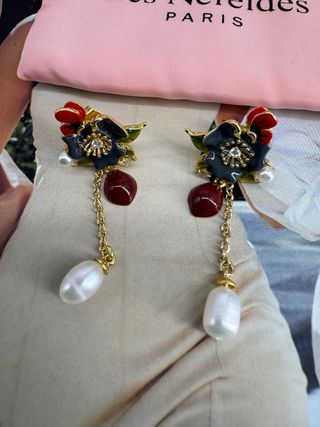 Pendientes Les Néréides Florales con Perlas