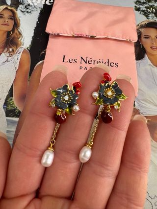 Pendientes Les Néréides Florales con Perlas