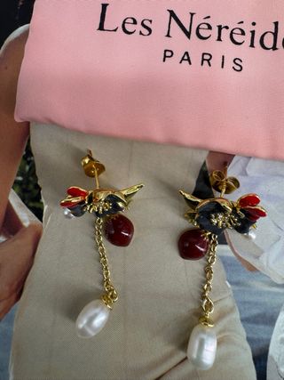 Pendientes Les Néréides Florales con Perlas