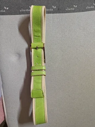 Cintura unisex corda e pelle beige/verde