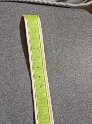 Cintura unisex corda e pelle beige/verde