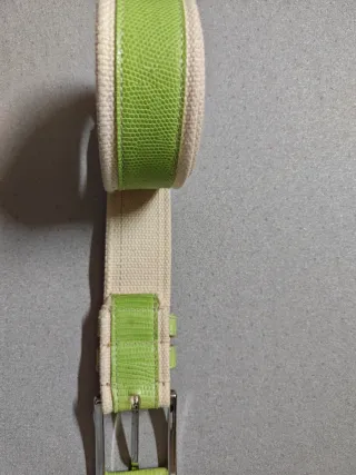 Cintura unisex corda e pelle beige/verde