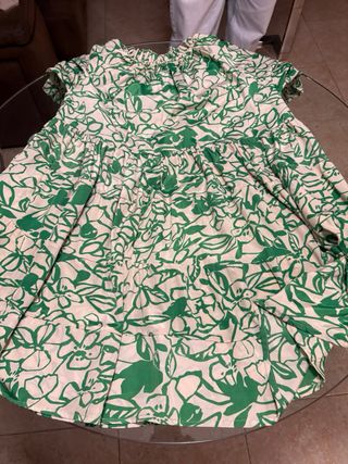 Vestido playero blanco y verde