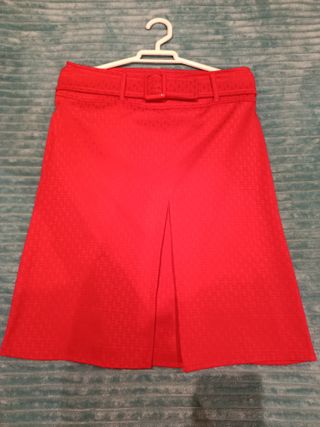 Traje Sastre Rojo Americana y Falda Talla S
