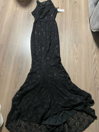 Vestido largo negro lentejuelas