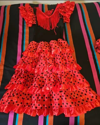 Disfraz Sevillana Niña Rojo Lunares talla 6