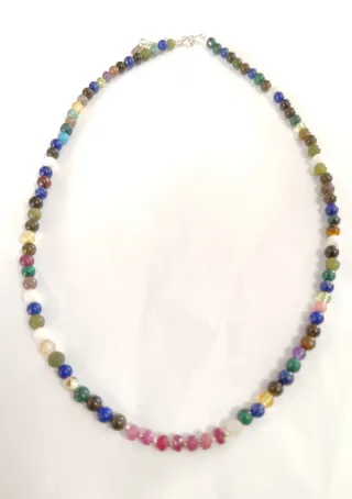 Collar Plata 925 Rubí y Minerales Naturales